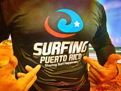 Surfing-Puerto-Rico-T-Shirt a person wearing a costume