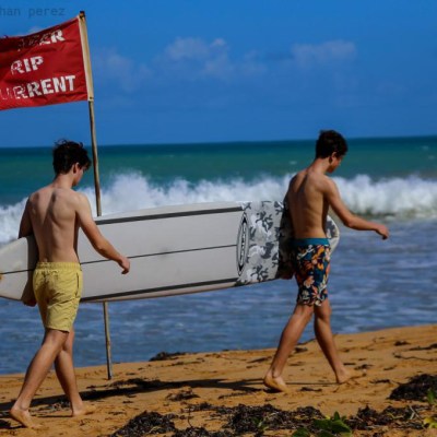 a couple of people that are walking on the beach